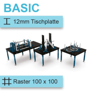 GPPH Schweisstisch BASIC in silber blau und 100 x 100 Raster