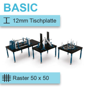 GPPH Schweisstisch BASIC in silber blau und 50 x 50 Raster