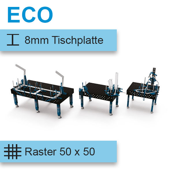 GPPH Schweisstisch ECO in schwarz blau und 50 x 50 Raster