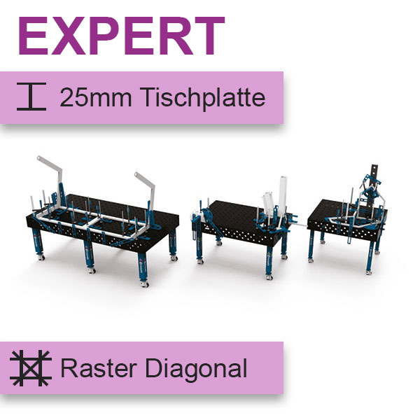 GPPH Schweisstisch EXPERT in schwarz blau und diagonales Raster