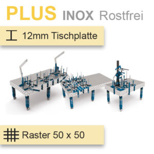 GPPH Schweisstisch INOX PLUS in silber blau und 50 x 50 Raster