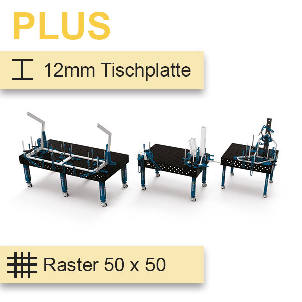 GPPH Schweisstisch PLUS in schwarz blau und 50 x 50 Raster