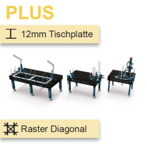 GPPH Schweisstisch PLUS in schwarz blau und diagonalem Raster