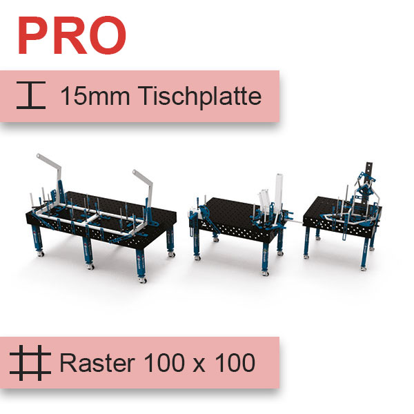 GPPH Schweisstisch PRO in schwarz blau und 100 x 100 Raster
