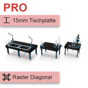 GPPH Schweisstisch EXPERT in schwarz blau und diagonales Raster